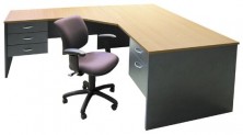 Ecotech Desk 1800 X 900 With Splayed Attached 1200 X 600 Return Both With Fitted Drawer Pedestals
